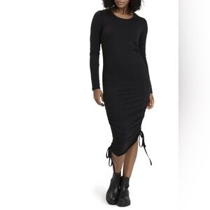 Threads 4 Thought Thia Luxe Jersey Ruched Midi Dress Size M Black NWT